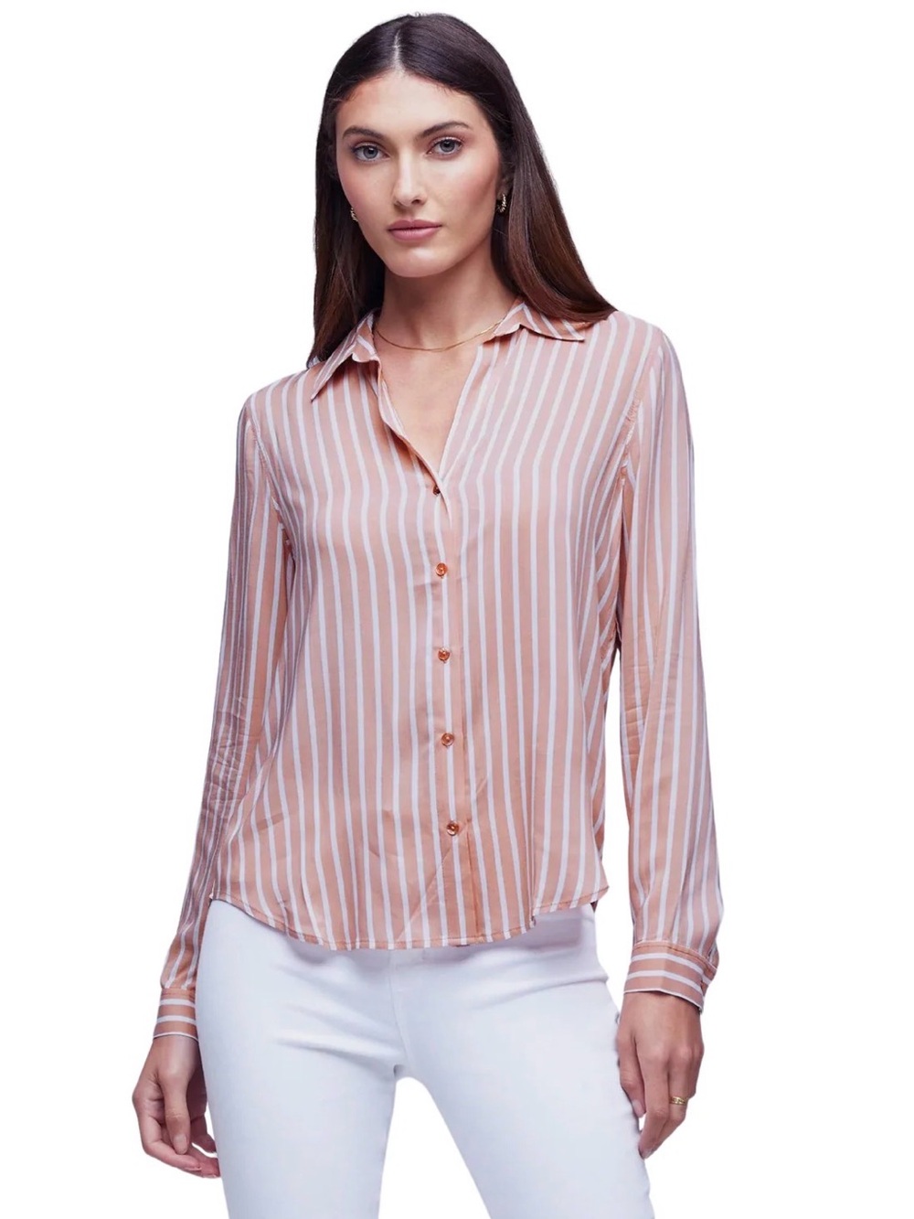 L'AGENCE Stripe Button-Up Blouse | Size Small